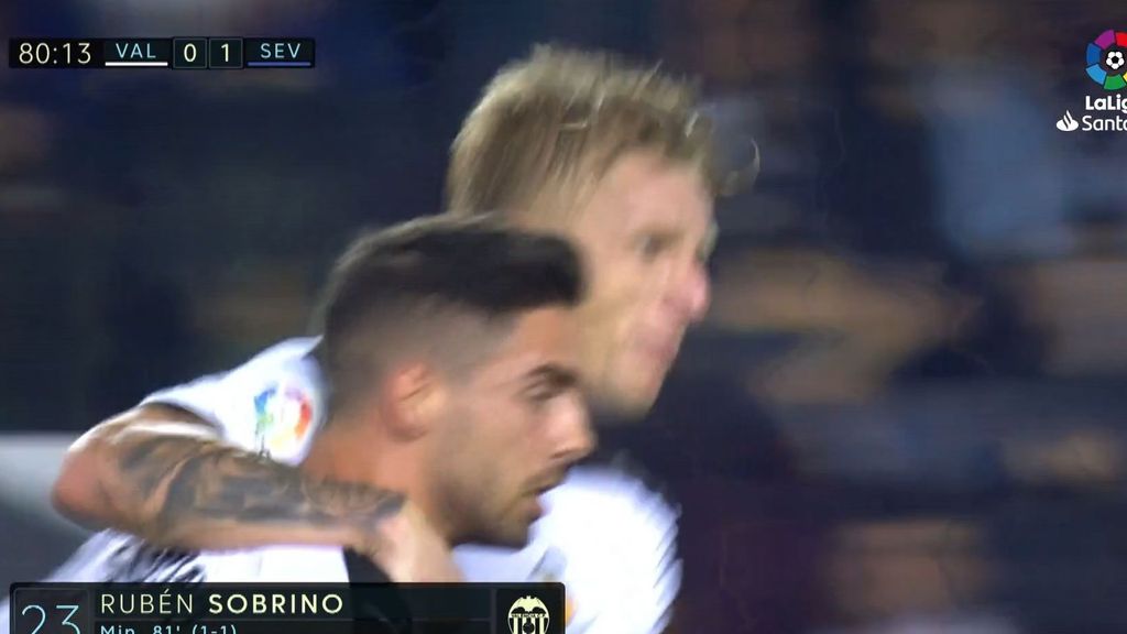 Valencia - Sevilla: Gol 1-1, Rubén Sobrino (Jornada 11)