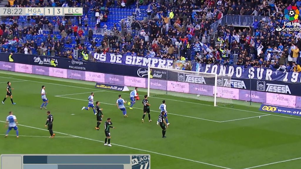 Málaga - Elche: Gol 2-3, Sadiku (Jornada 17)