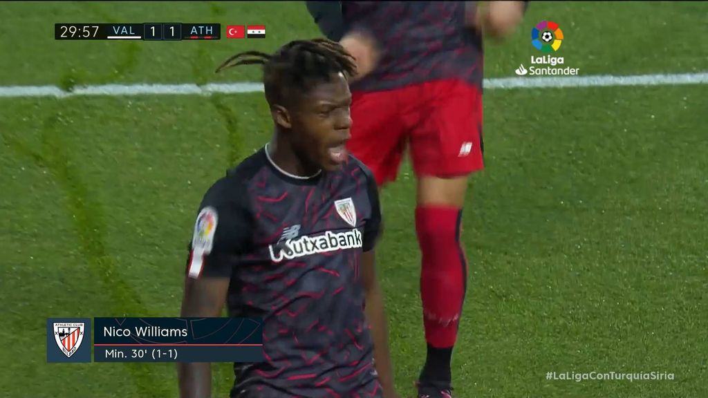 Valencia 1-1 Athletic: Gol de  Nico Williams