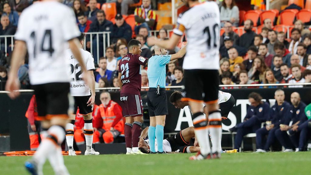 Valencia - Celta de Vigo: Lesión de Garay (Jornada 22)
