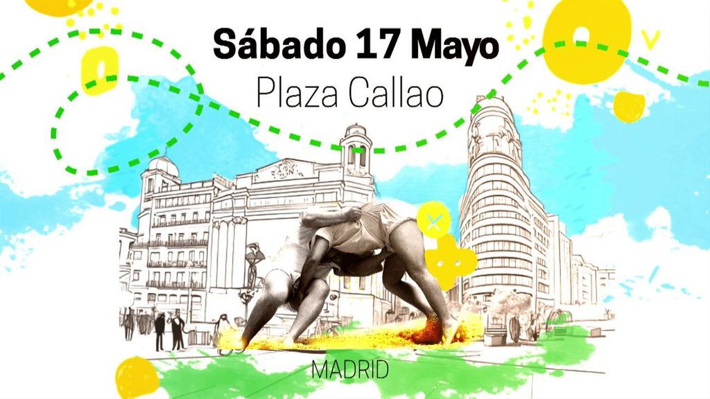 Madrid acoge por primera vez una luchada oficial de lucha canaria en la Plaza de Callao