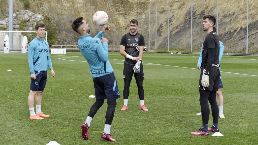 Entrenamiento de la Real Sociedad previo al partido de ida de la eliminatoria de Europa League frente a la Roma