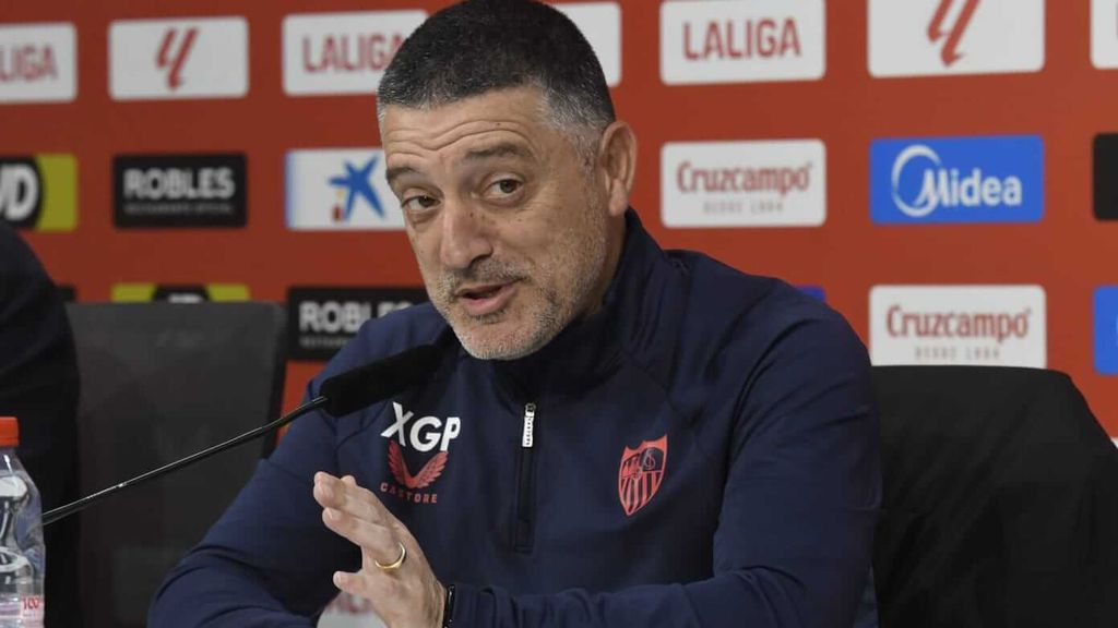 Xavier Garcia Pimienta, en la rueda de prensa previa al partido ante el RCD Espanyol