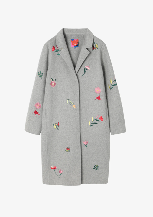 Abrigo gris con flores