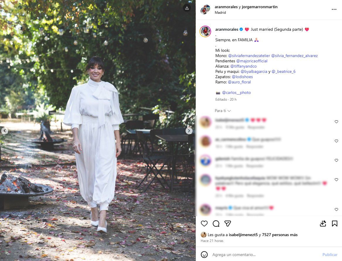 Arancha Morales el día de su boda con Jorge Marrón