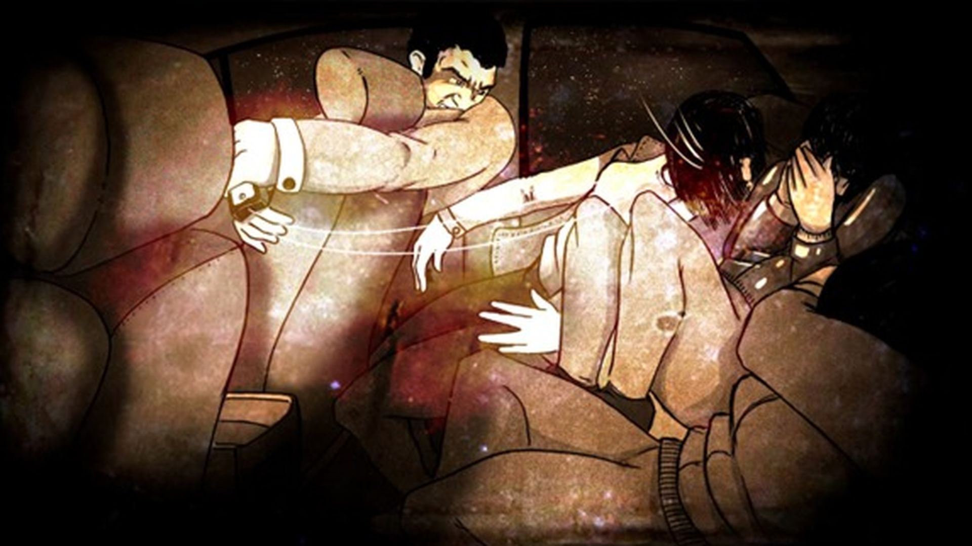 Ilustración de Antonio Anglés durante el golpe a una víctima dentro del vehículo