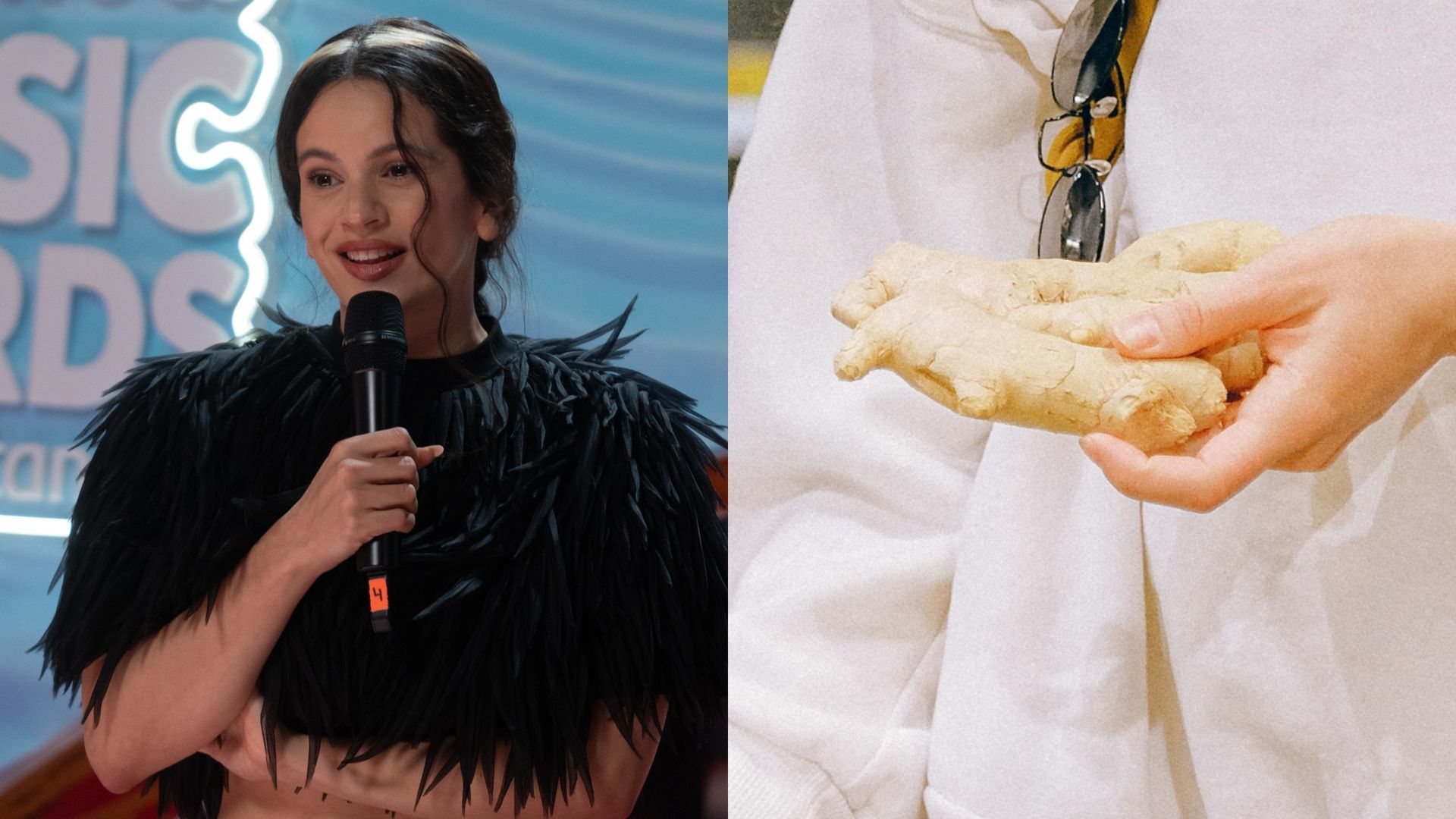 Rosalía y raíz de jengibre, en un montaje de fotos