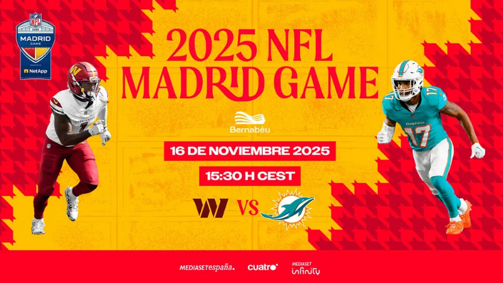 Así será la histórica retransmisión en abierto del NFL Madrid Game 2025 en Cuatro y Mediaset Infinity