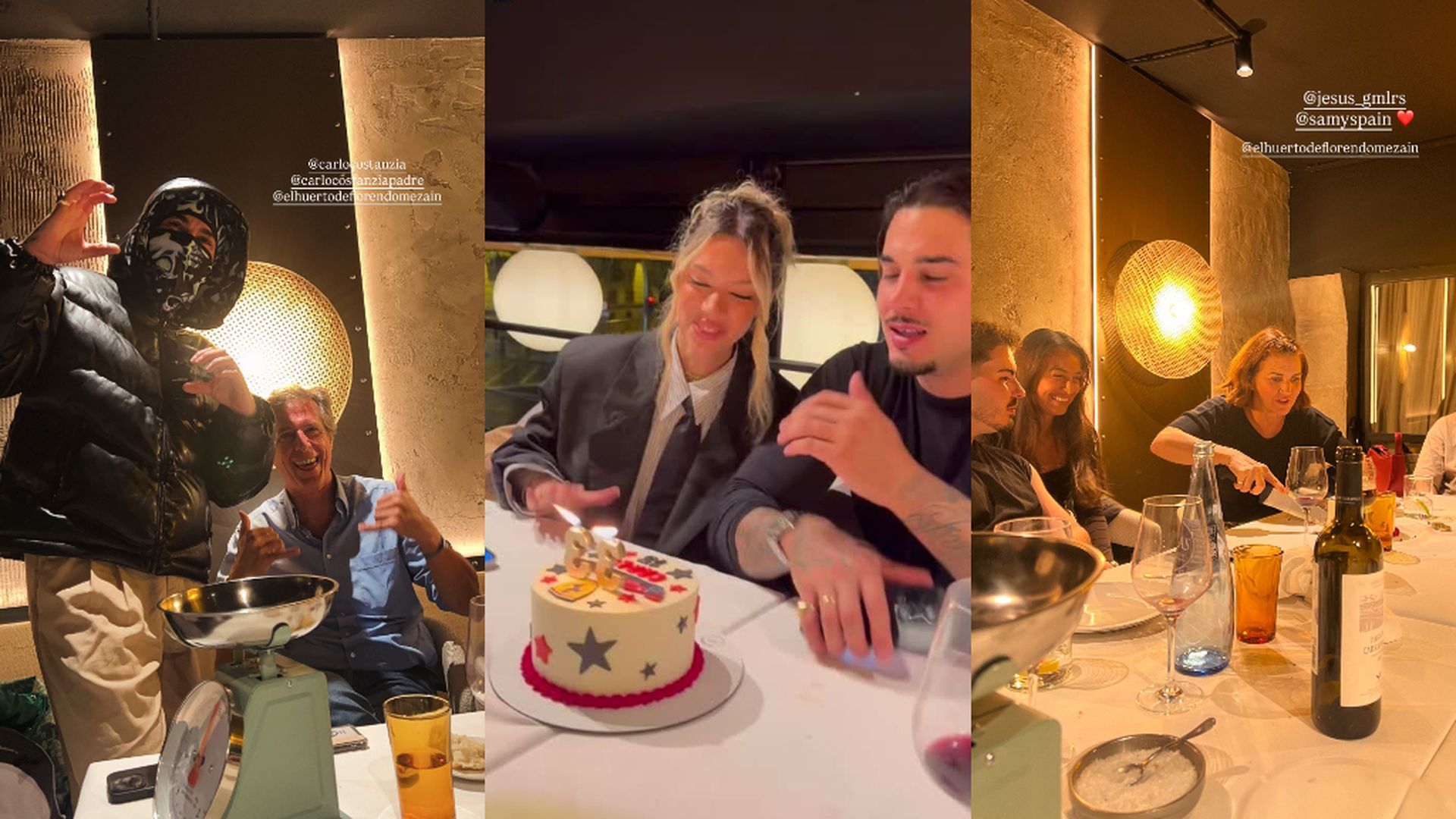 Carlo Costanzia celebra su cumpleaños con Alejandra Rubio, su padre y sus amigos