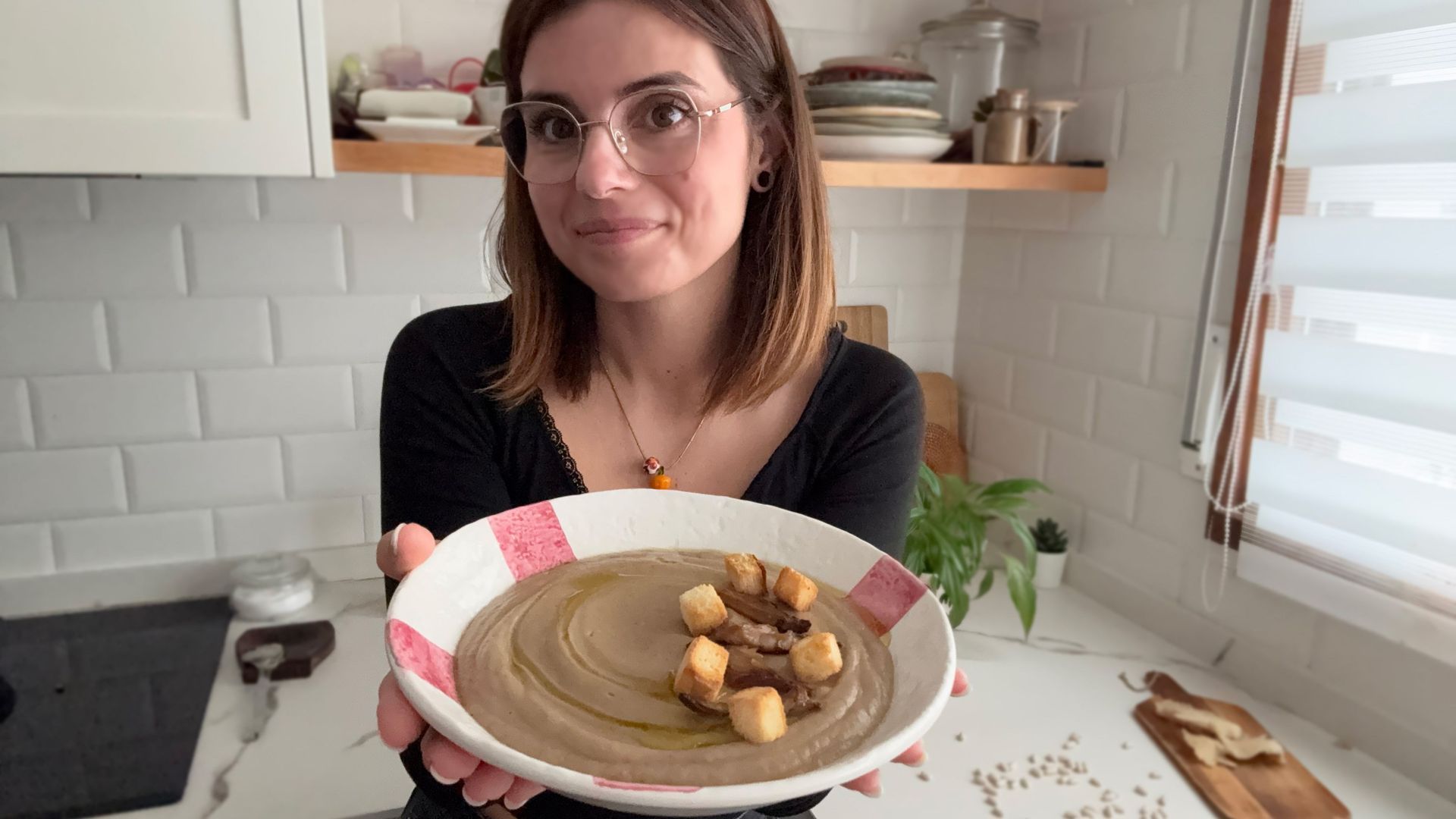 Crema de setas y alubias