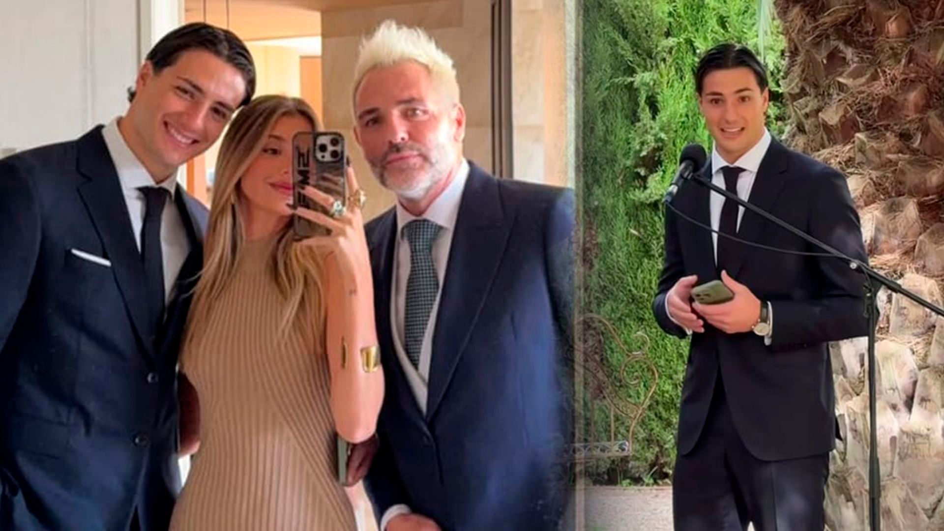 Santiago Cañizares, su hijo Lucas y su nuera Carla Asensi