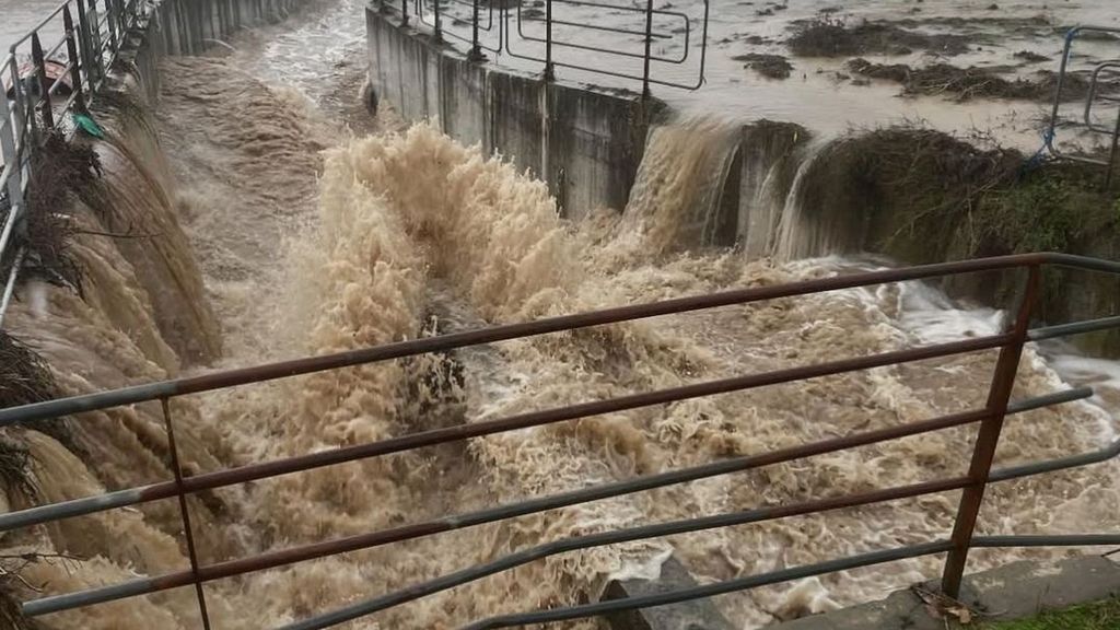 Imagen de las inundaciones en el municipio onubense de Nerva a causa de la borrasca Claudia