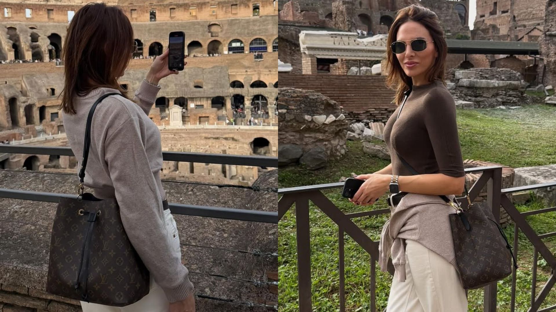 Irene Rosales, en Roma, en un montaje de fotos Irene Rosales, en Roma, en un montaje de fotos