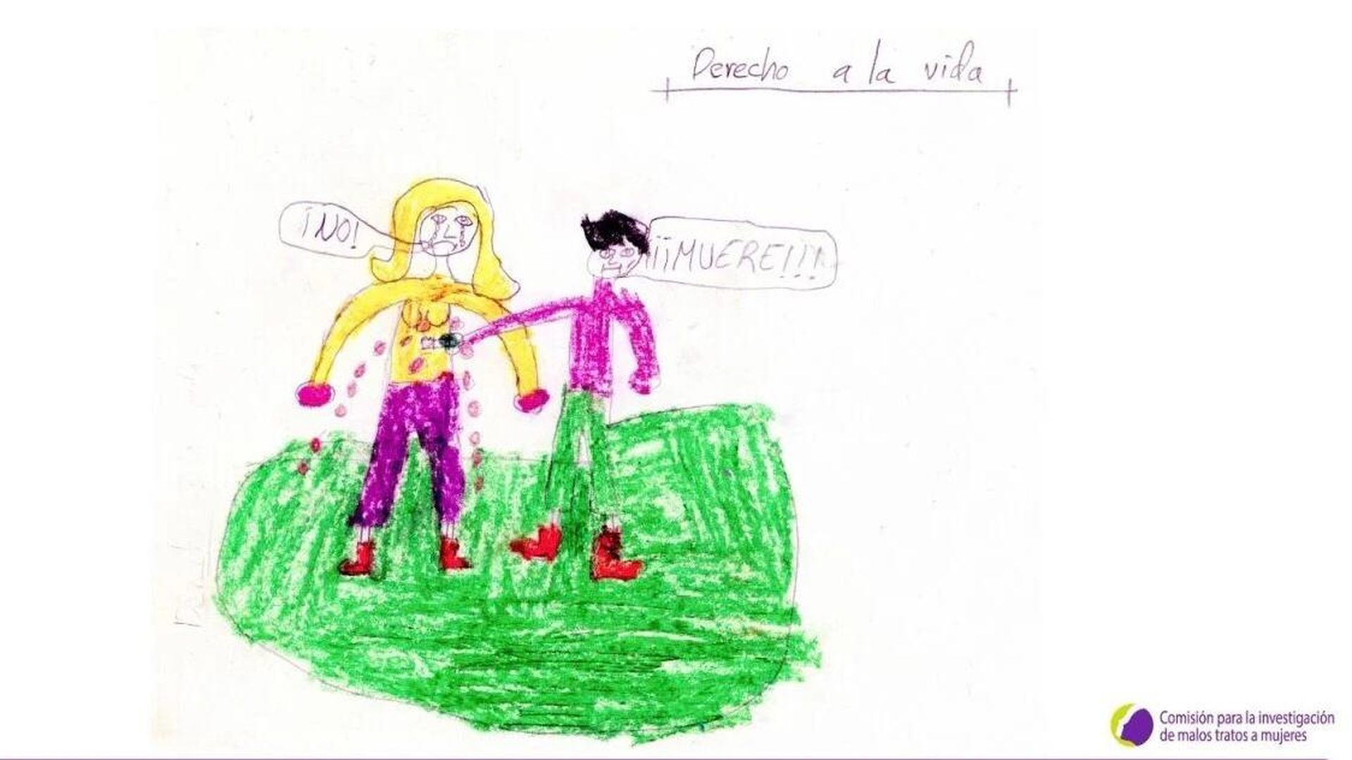 Un niño de 10 años expresaba con este durísimo dibujo: "Tengo miedo por mi madre"