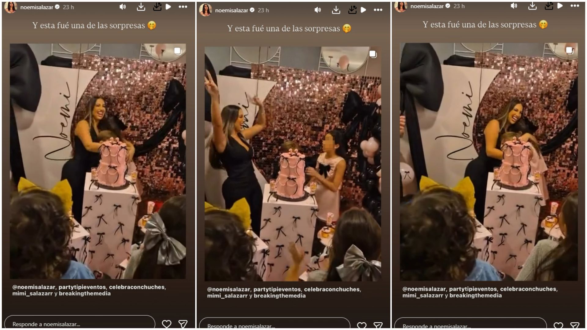 La emoción de Mimi, la hija de Noemí salazar, al conocer su regalo de cumpleaños