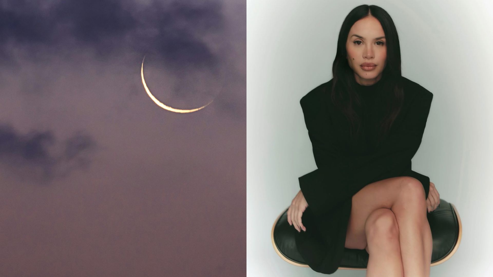 Mia Astral y luna nueva, en un montaje de fotos Mia Astral y luna nueva, en un montaje de fotos