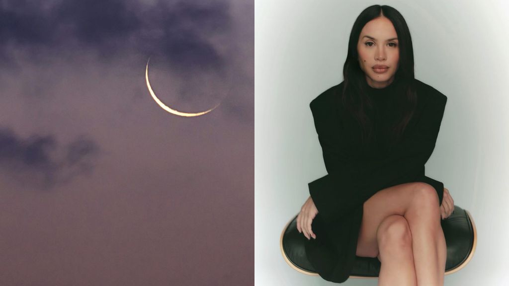 Mia Astral y luna nueva, en un montaje de fotos