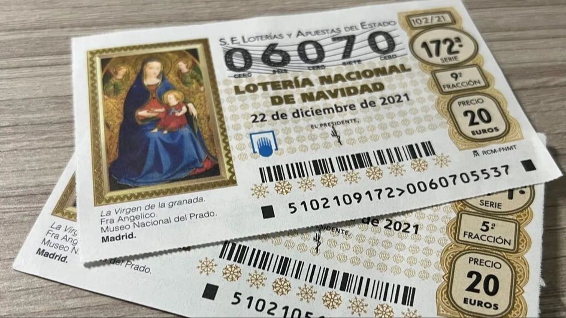 Décimos del sorteo de Lotería de Navidad