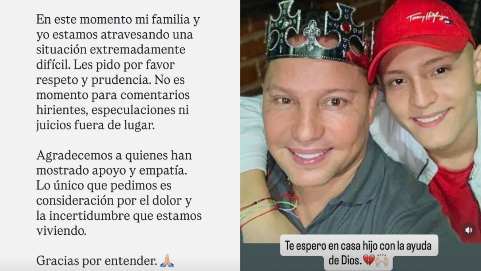 Giovanny Ayala, junto a su hijo secuestrado, Miguel