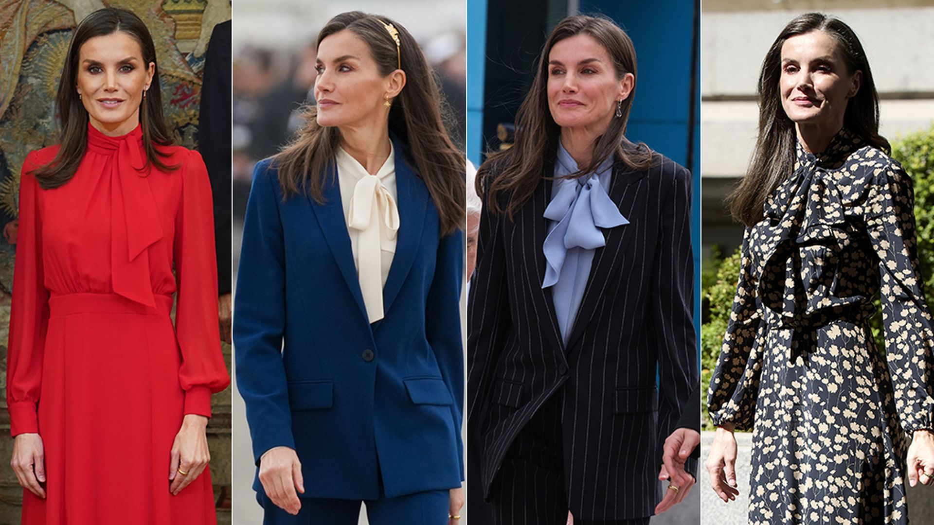 Letizia con prendas con lazada al cuello