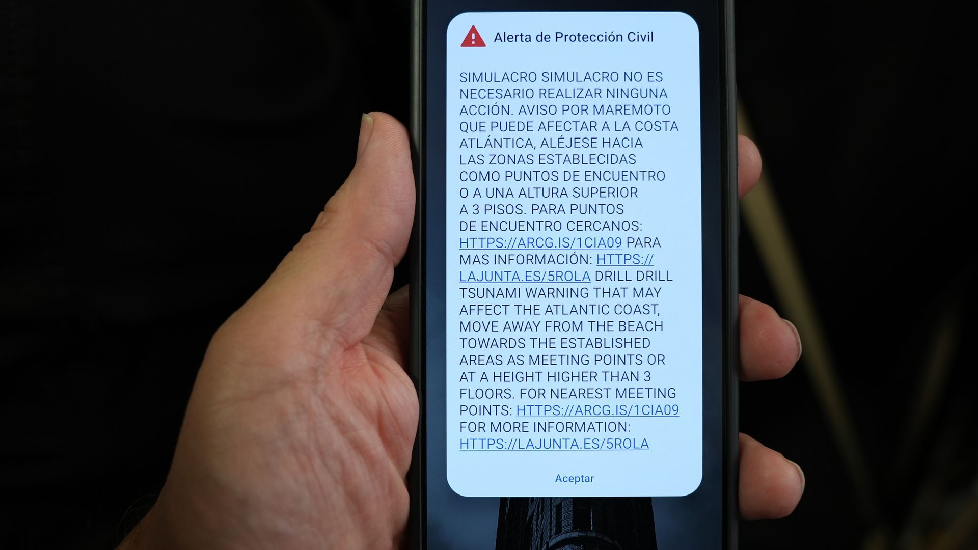 Mensaje recibido por la población ante el simulacro de tsunami