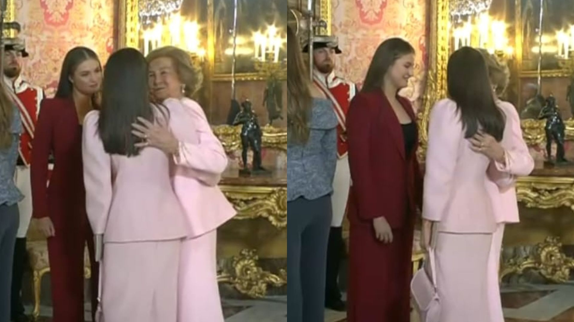 El beso cómplice entre la reina Sofía y la reina Letizia