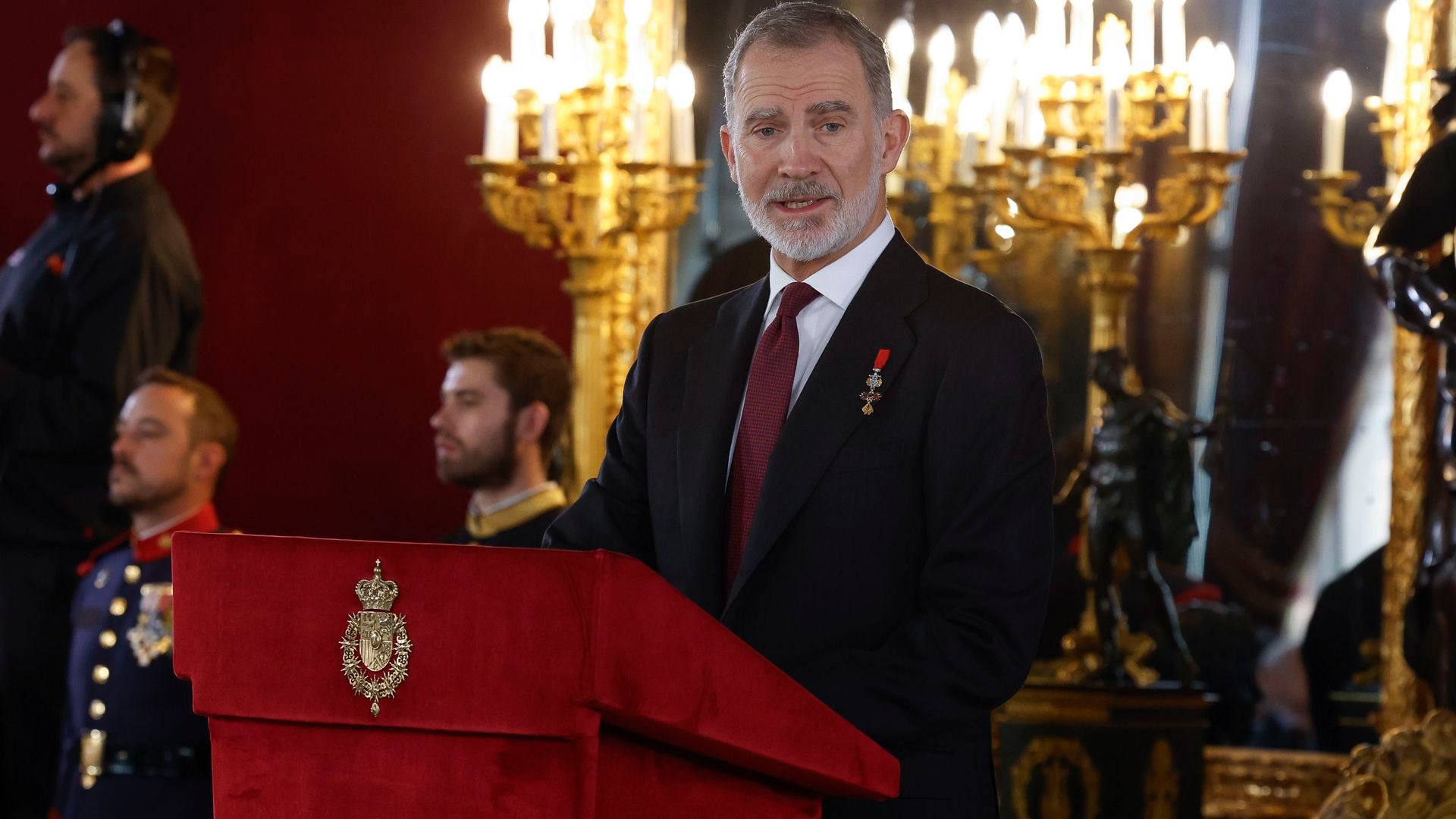 El rey Felipe VI durante su discurso antes de entregar el Toisón de Oro