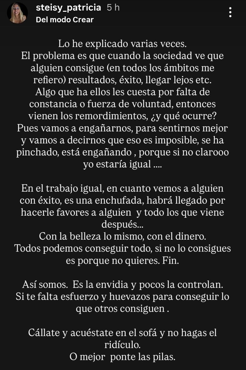 Patricia Steisy responde a los que dudan de cómo ha perdido 50 kilos en 5 meses