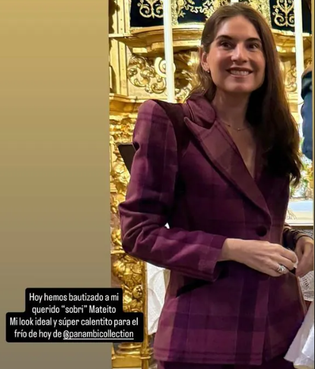 El traje de Lourdes Montes para el bautizo de su sobrino