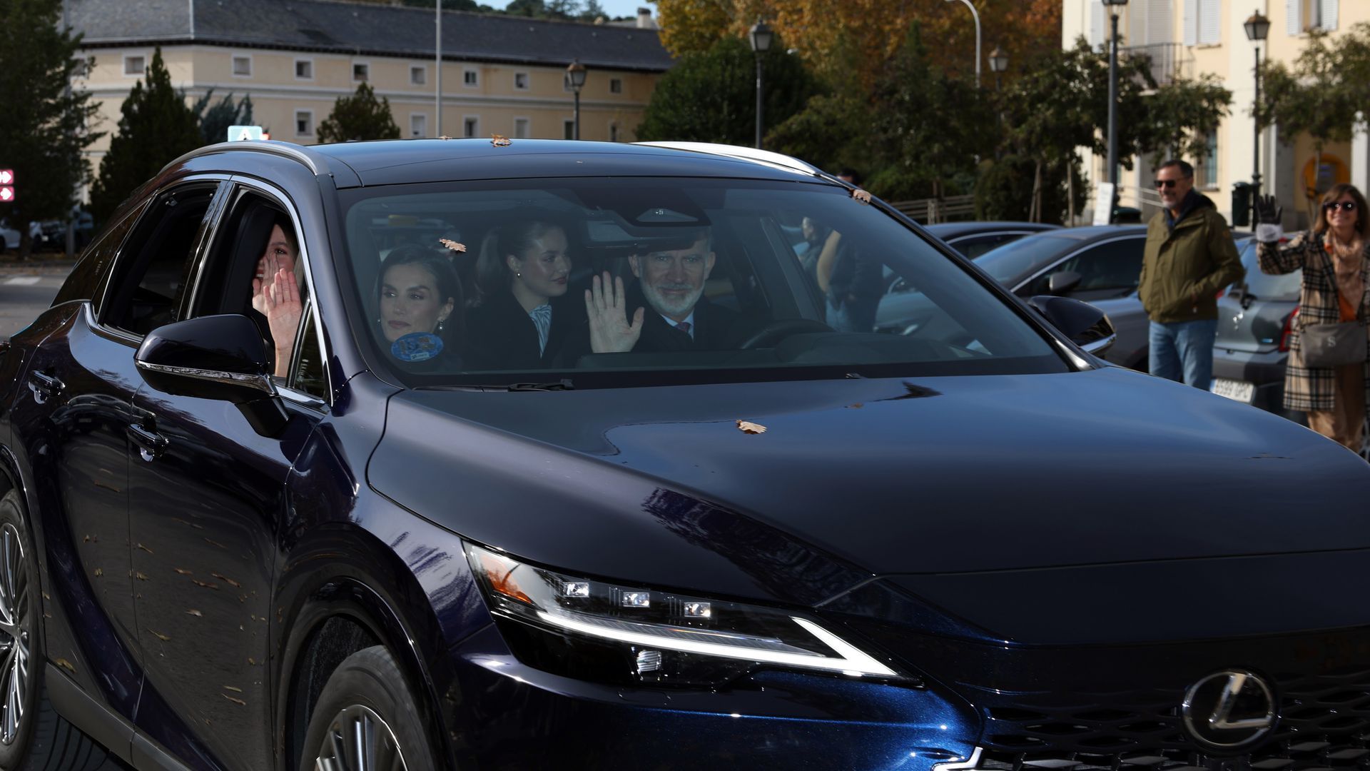 La familia real a su llegada a El Pardo