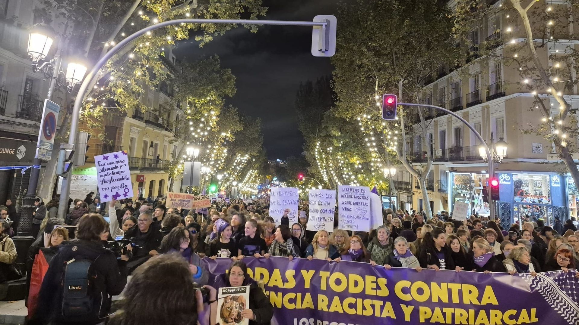 Comisión 8M marcha en Madrid por represaliadas por Franco y Palestina: "¡No estamos todes, faltan les asesinades!"