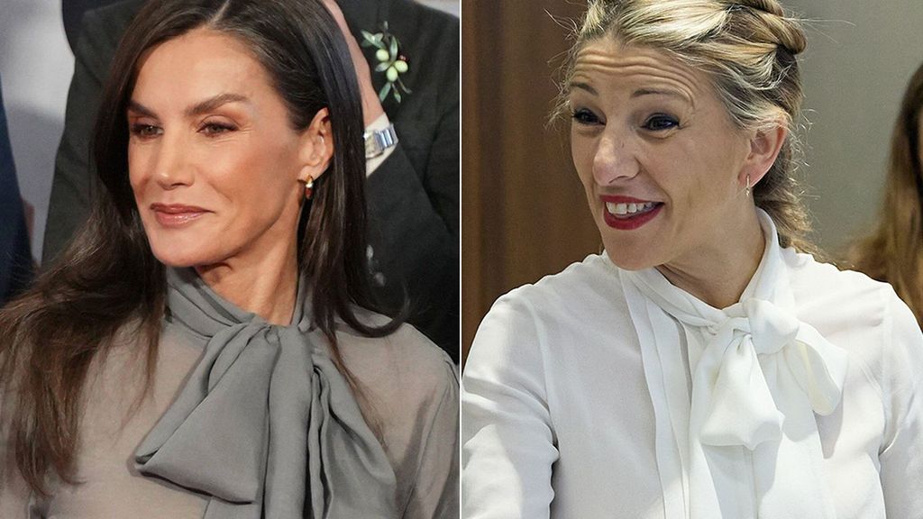 Letizia y Yolanda Díaz con camisa de lazada