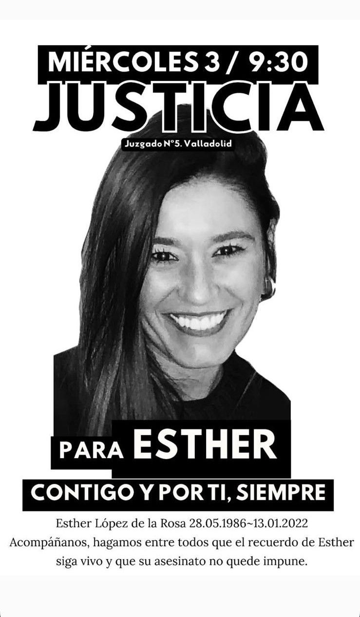 Cartel de apoyo a la familia de Esther López para celebrar una concentración el 3 de diciembre en Valladolid
