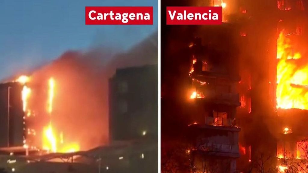 El hospital incendiado en Cartagena tiene fachada ventilada como el Campanar de Valencia: "La gente sale a fumar a la terraza y es un problemón"