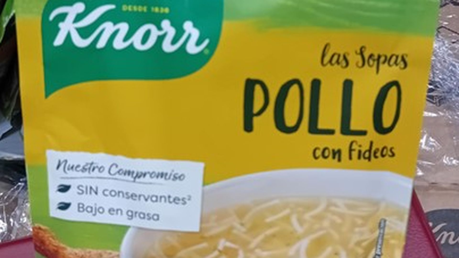 Metales en sopa de pollo Knorr
