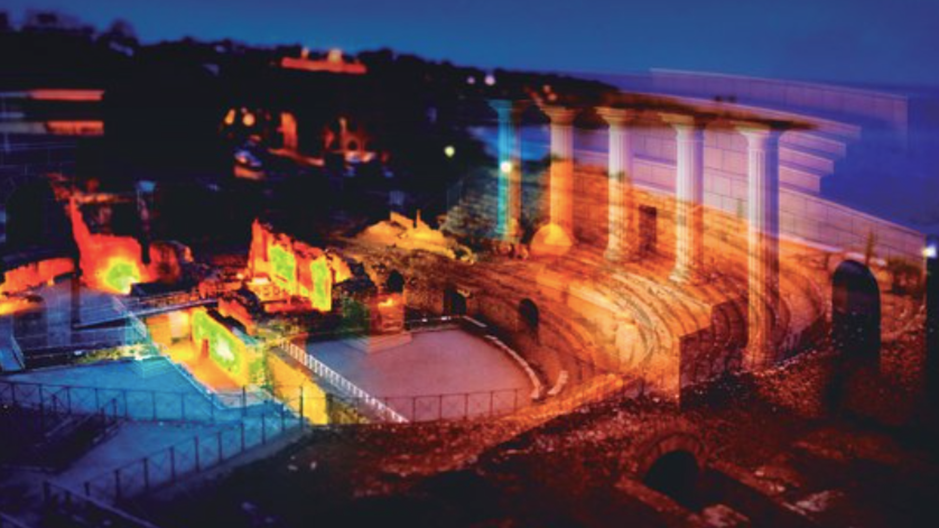 Cartel del  'videomapping' en el anfiteatro romano de Tarragona