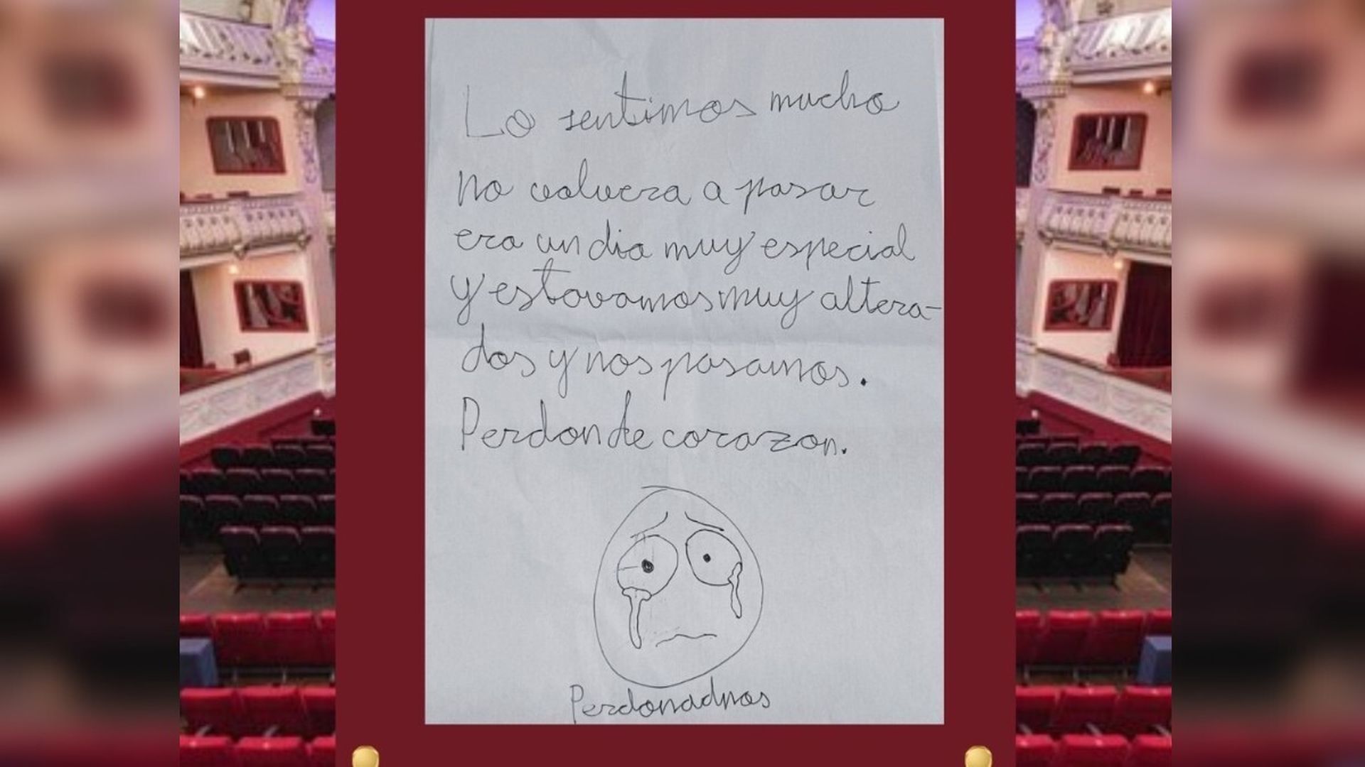 Una de la cartas recibidas por el Teatro Cervantes de Almería