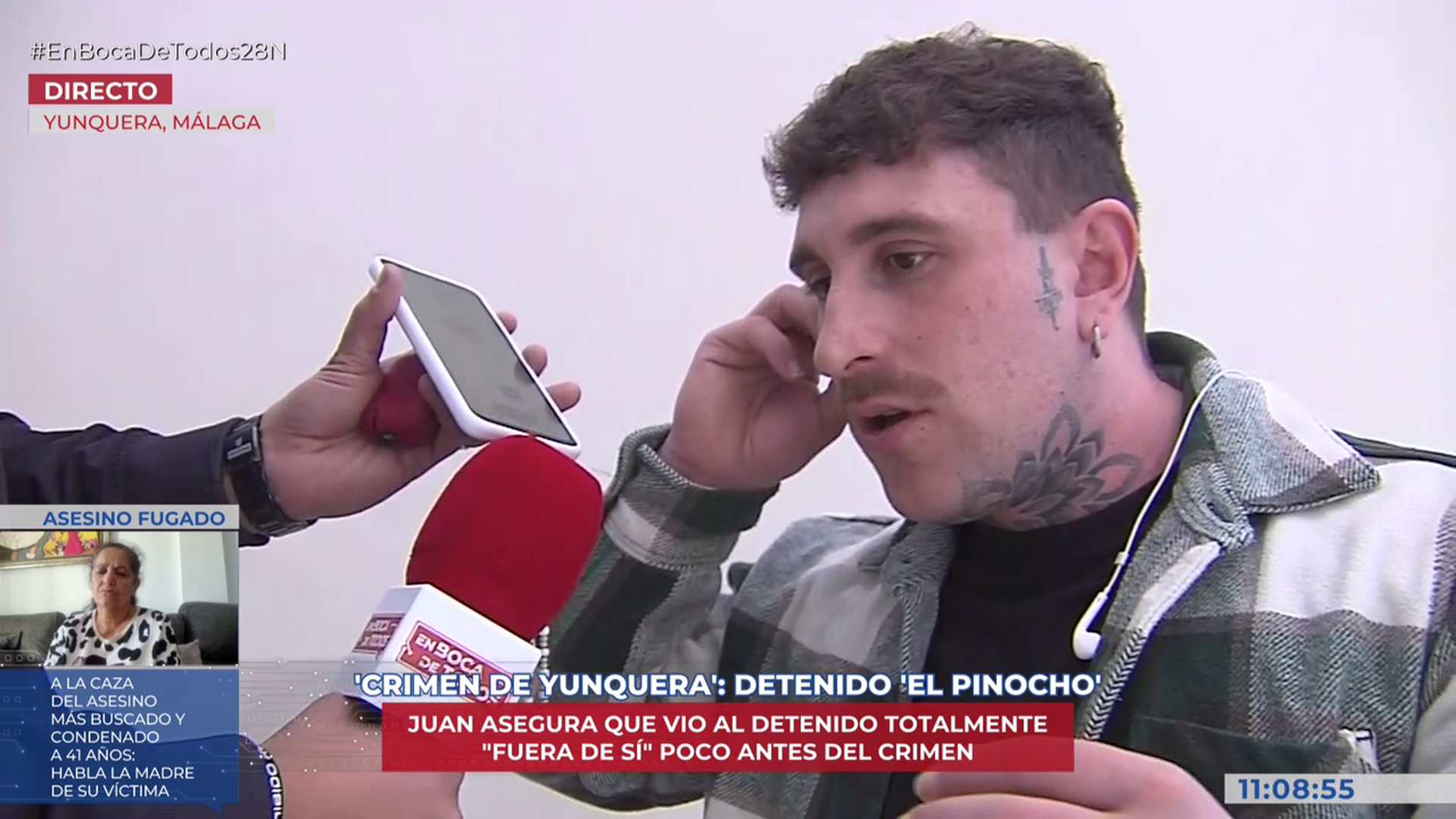 Tensión en directo entre el hijo de la víctima del crimen de Yunquera y  un amigo del fallecido
