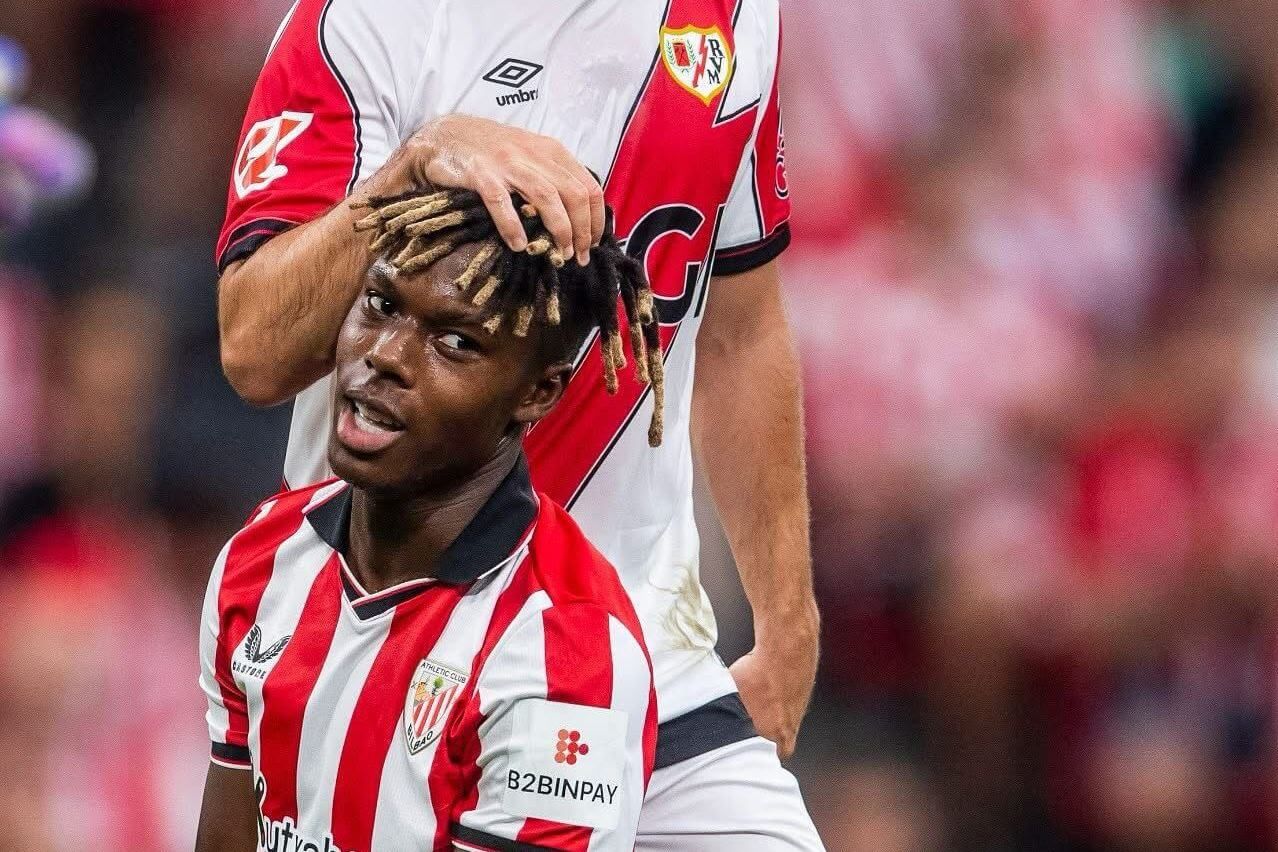  Nico Williams, dinamizador ofensivo en el partido ante el Rayo Vallecano en San Mamés.