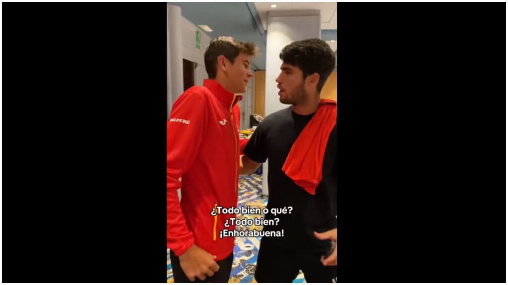 Captura del encuentro entre Rafa Jódar y Carlos Alcaraz. (@RFETenis)