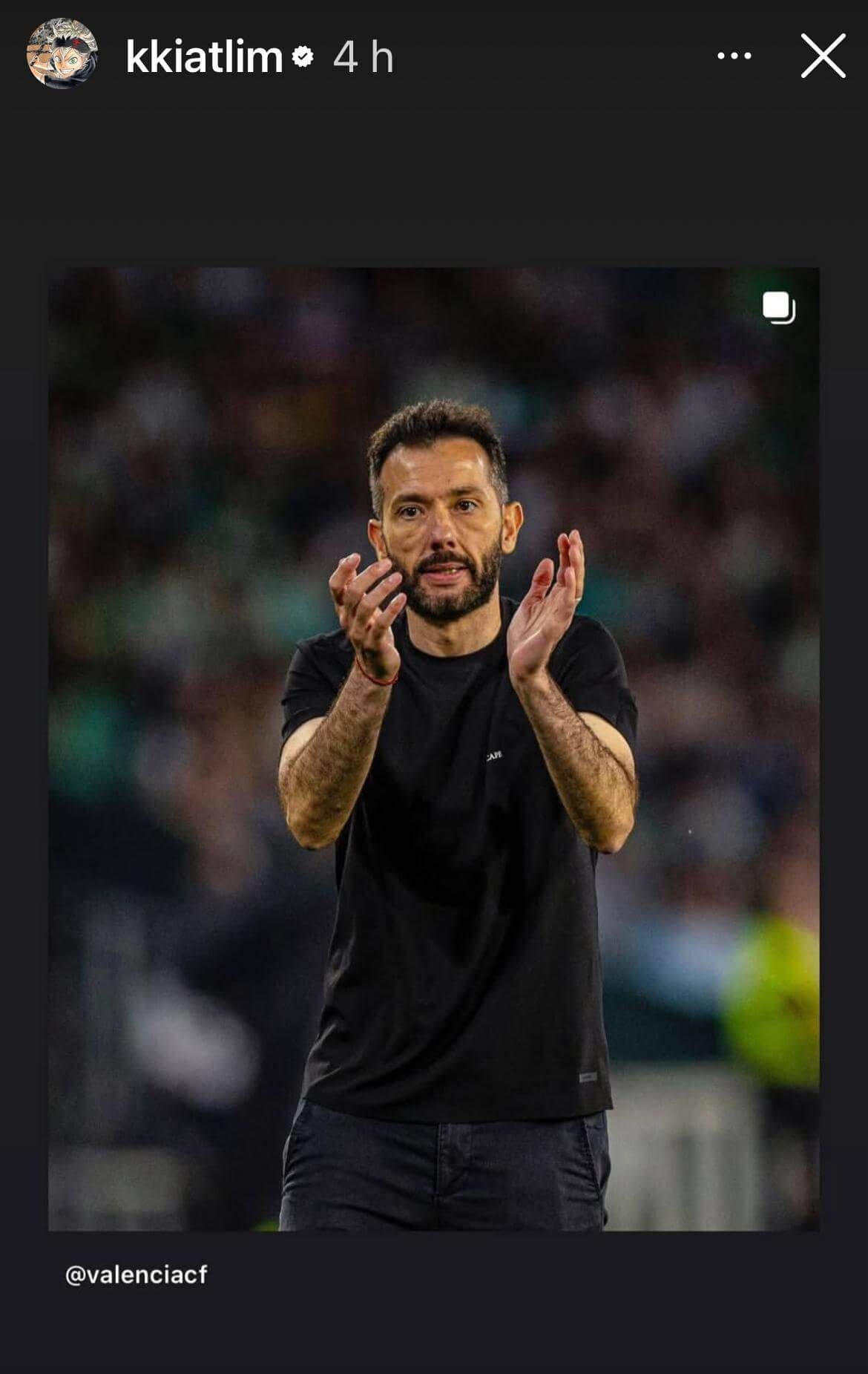 La imagen que ha compartido Kiat Lim sobre Carlos Corberán