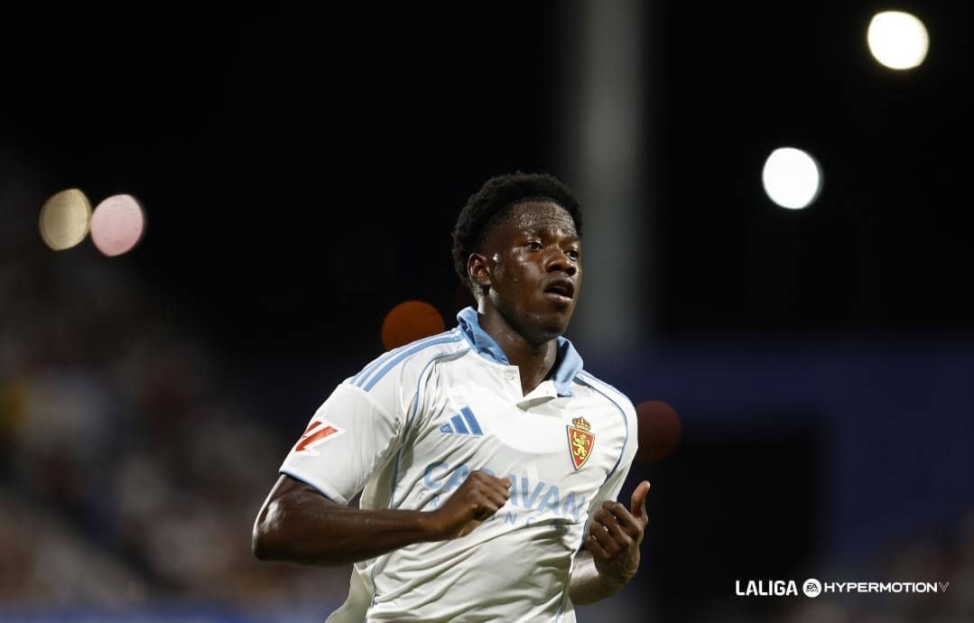 Yussif Saidu, en un partido del Real Zaragoza (FOTO: LALIGA).