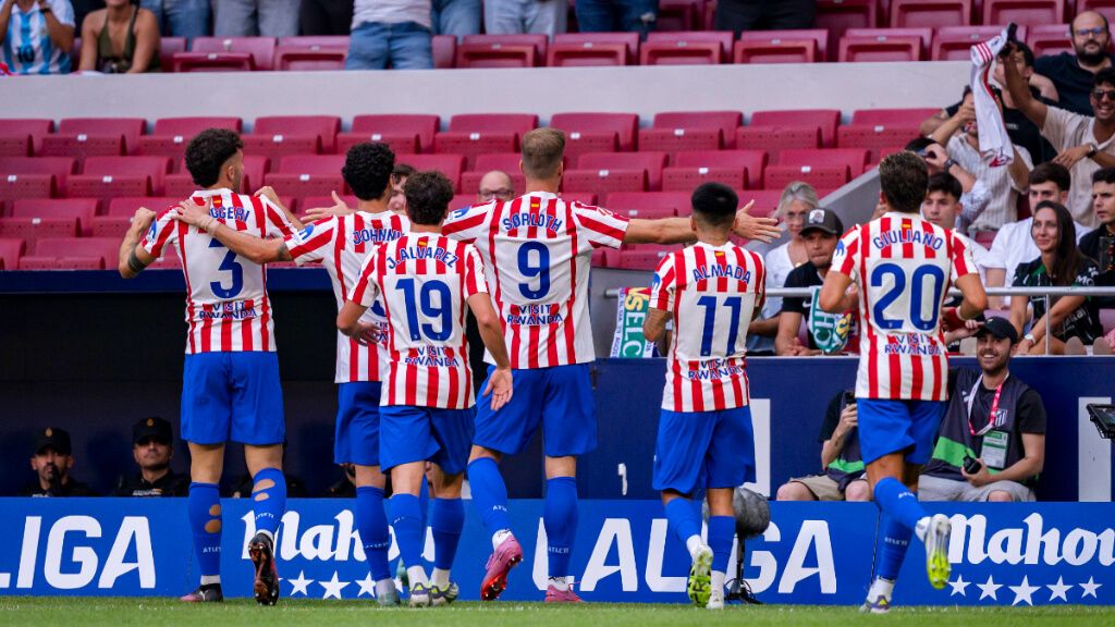  Los jugadores del Atlético de Madrid celebrando un gol (Fuente: Cordon Press)