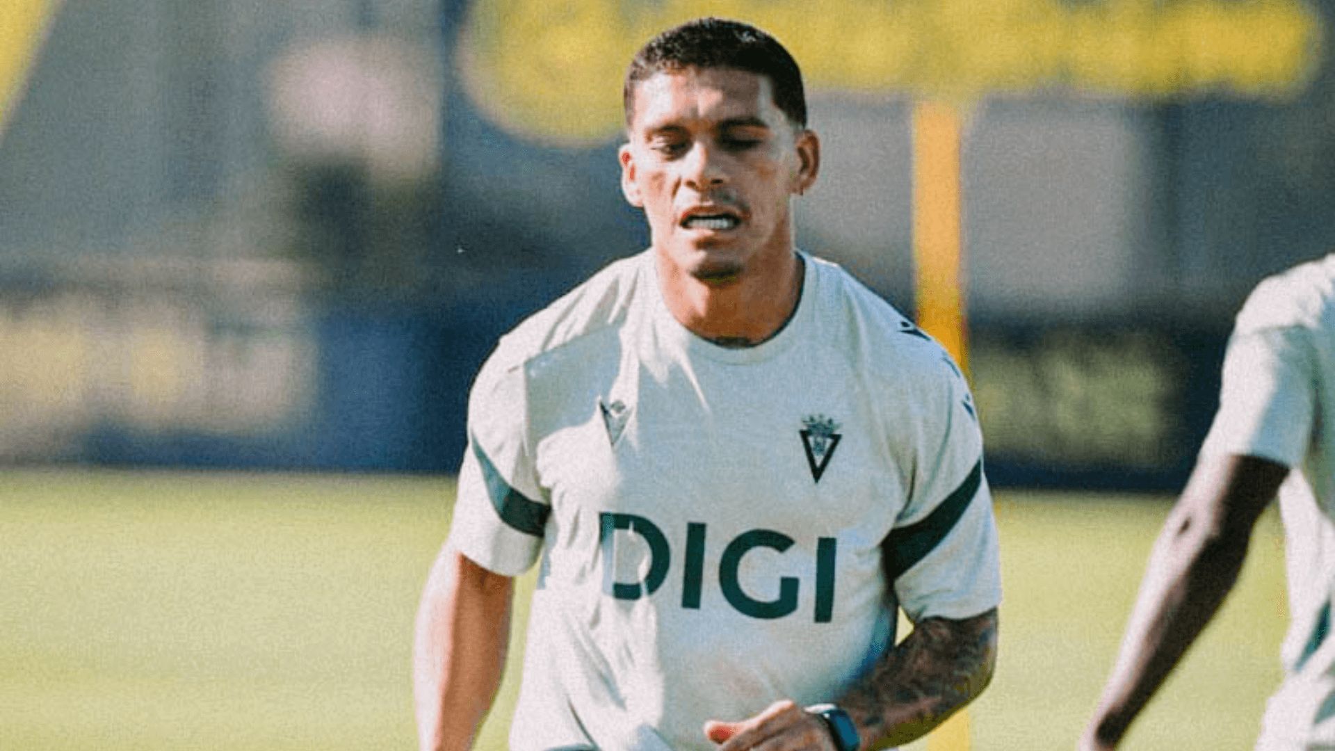 Brian Ocampo, en una sesión del Cádiz.