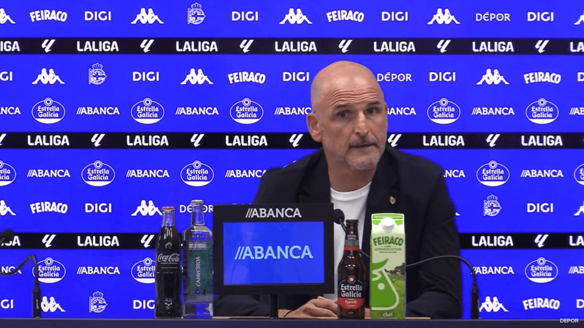 Fernando Soriano, en rueda de prensa del Dépor.