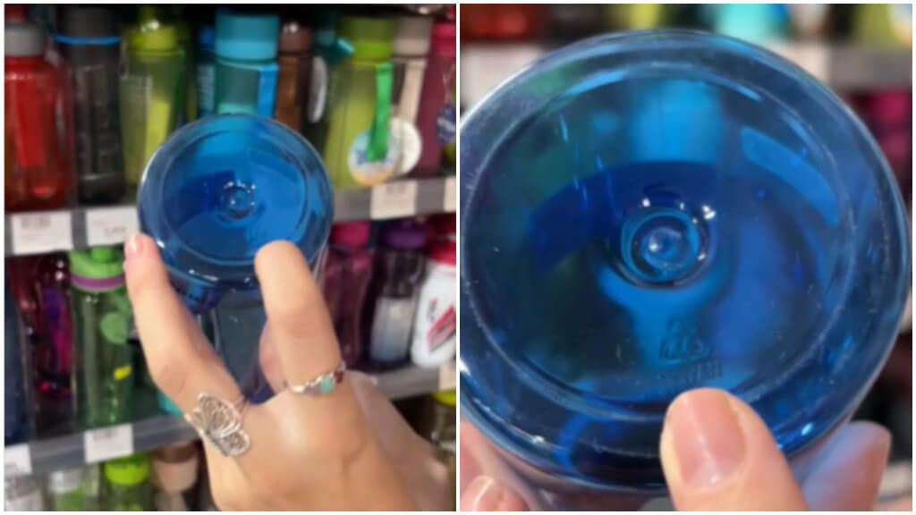 Culo de las cantimploras de plástico donde aparece su composición