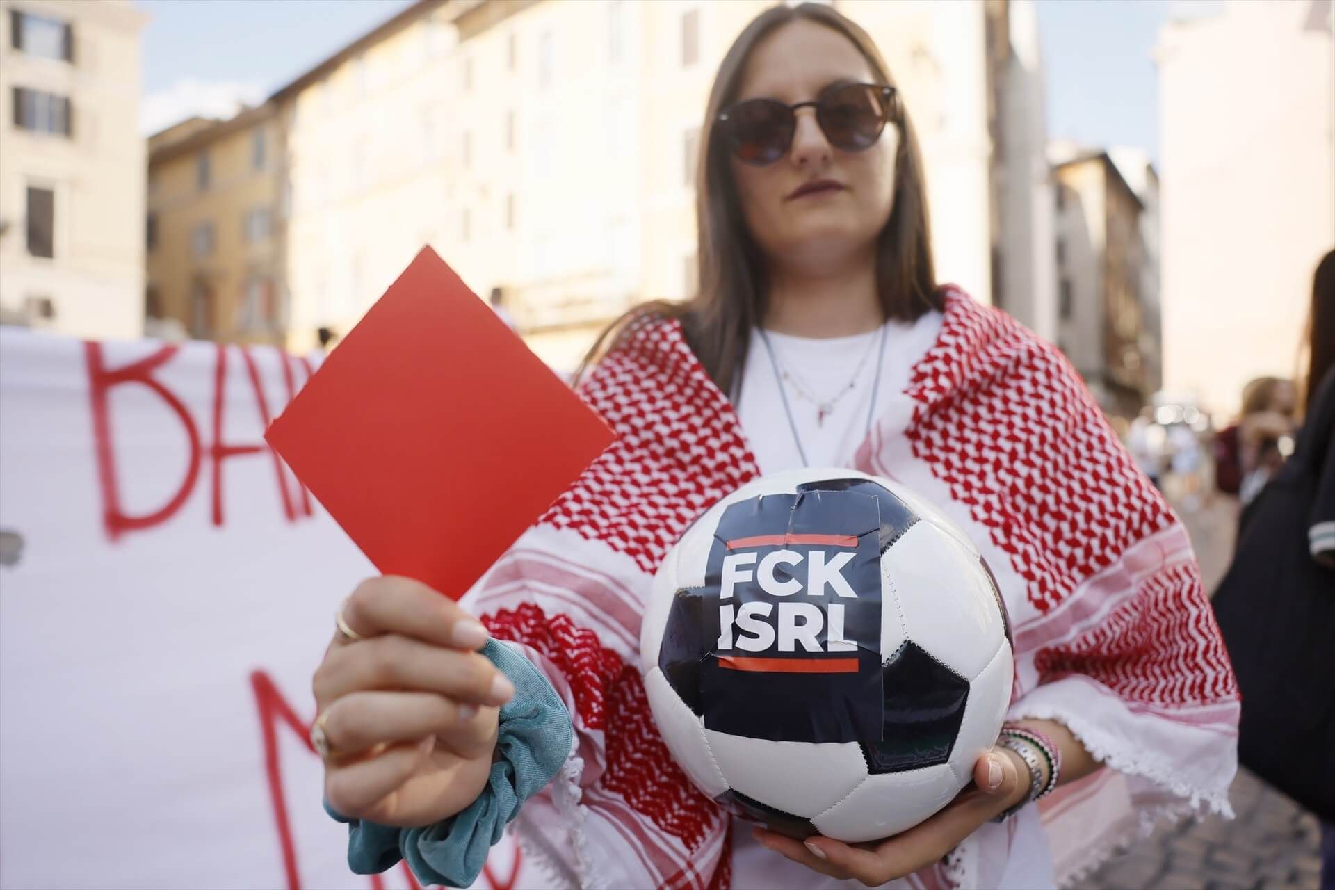  Protestas para sacar a Israel de las competiciones deportivas en Roma, Italia.