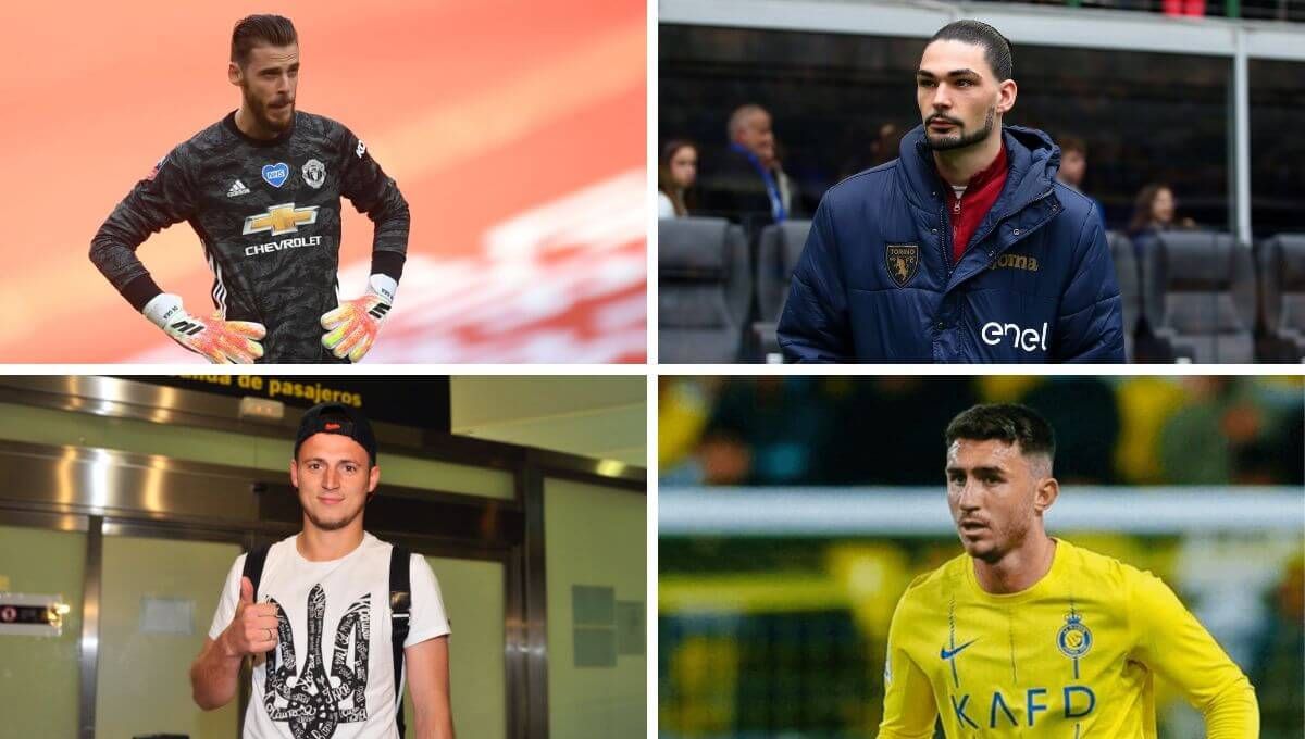 David de Gea, Saba Sazonov, Roman Zozulya y Aymeric Laporte.