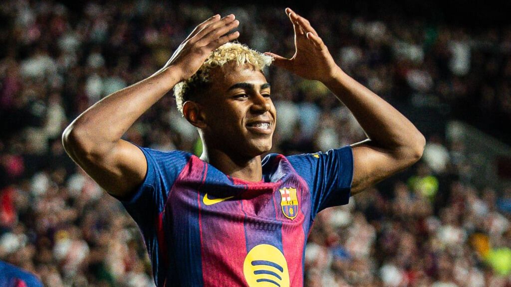  Lamine Yamal celebrando ante el Rayo Vallecano (Cordon Press)