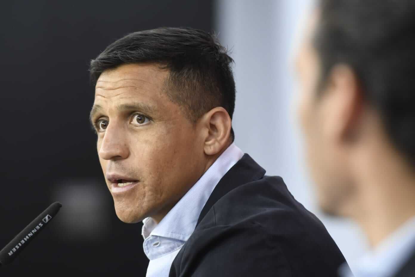 Alexis Sánchez, durante su presentación.
